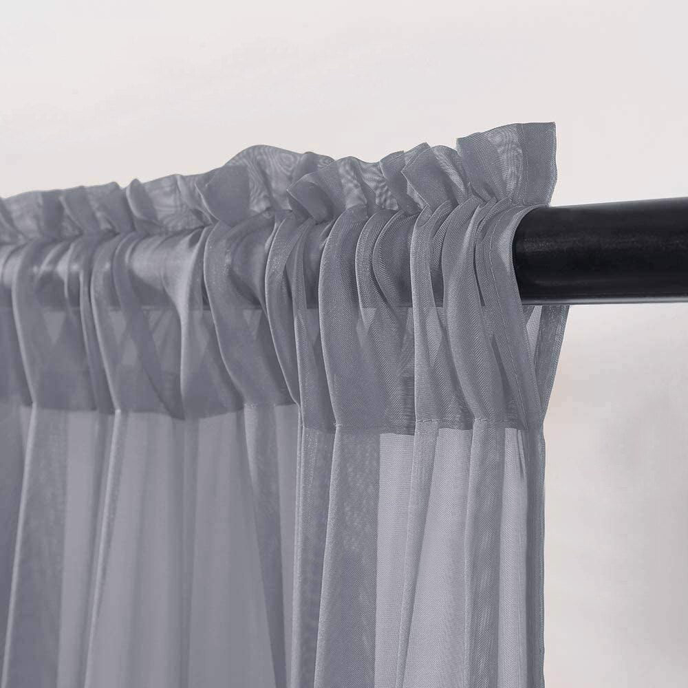 Paire De Rideaux Voilage Marron - 85 X 130 Cm - Demi-rideaux Occasion - Usure Légère