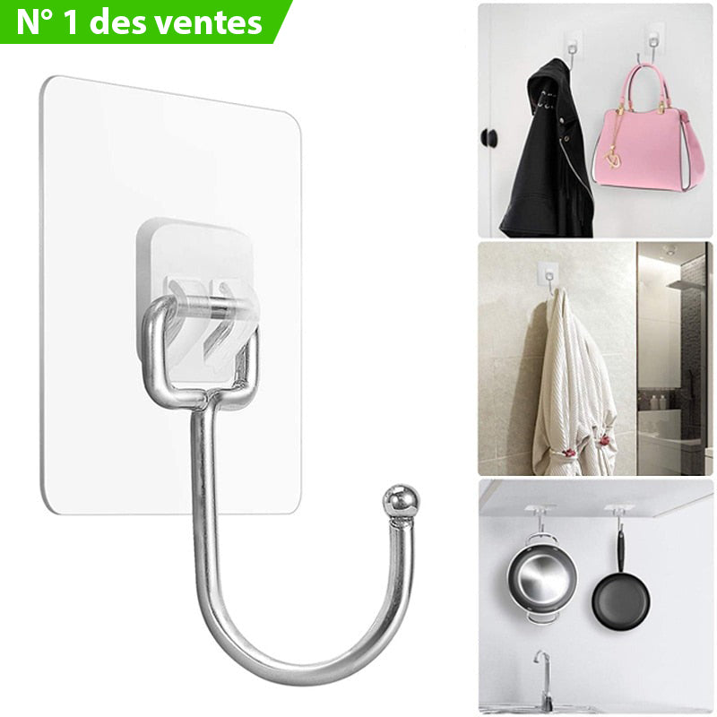 Crochets muraux adhésifs en plastique PWSHYMI - 4 pièces - imperméables Crochets muraux adhésifs en plastique PWSHYMI - 4 pièces - imperméables