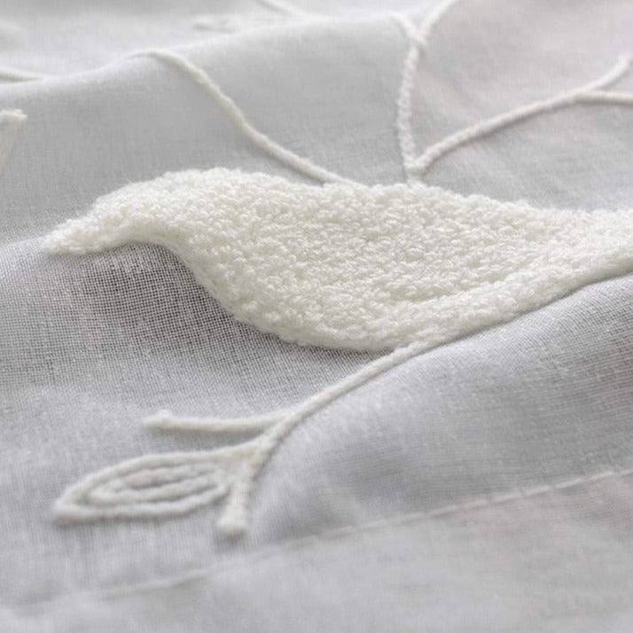 Rideau à oeillets en coton tissé jacquard écru à motifs floraux à l'unité 140x250 Julen