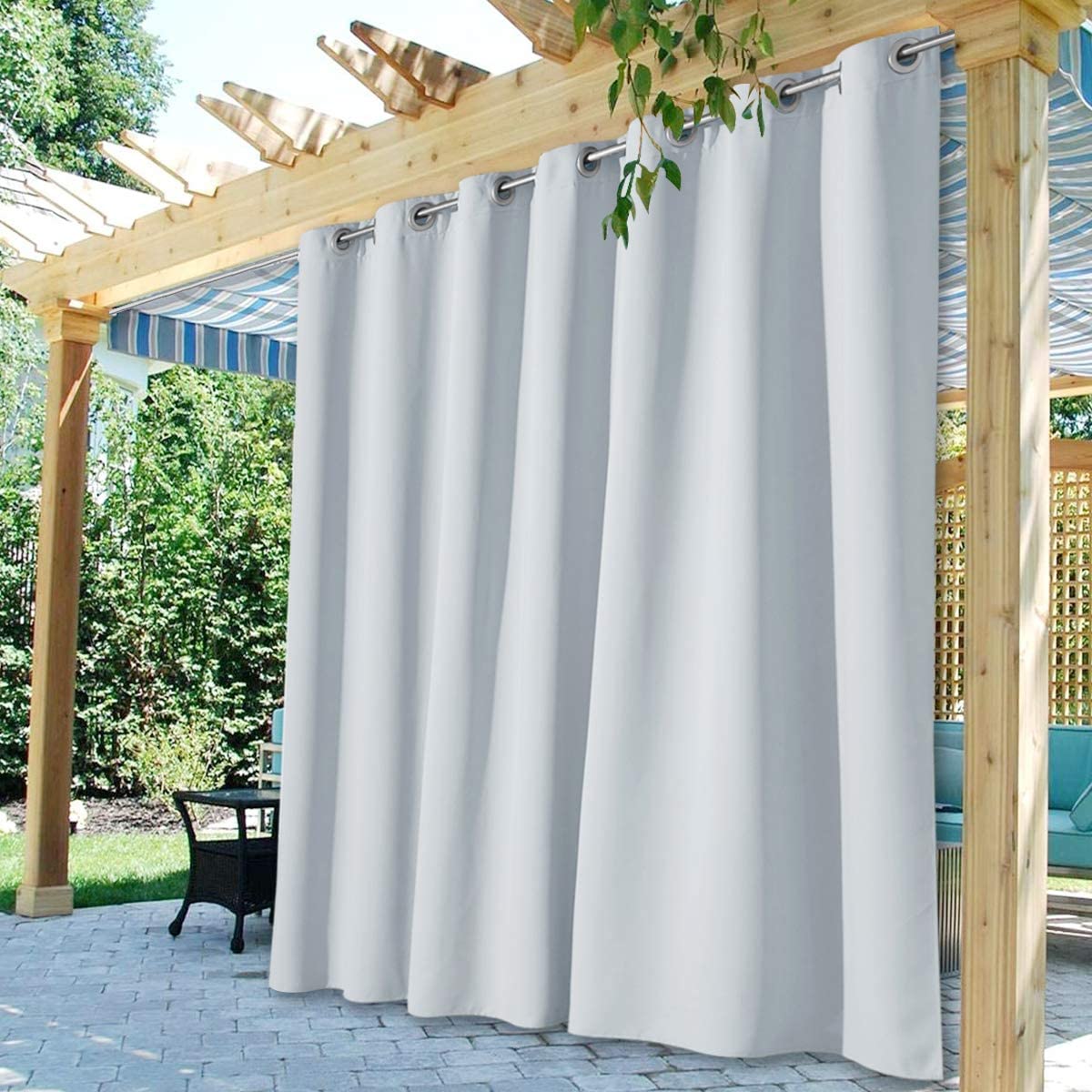 Lot De 4 Voilages D'extérieur Imperméables - 132x213 Cm, Passe-tringle 5cm, Pour Pergola, Terrasse, Tonnelle