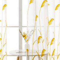 rideaux voilage blanc et jaune