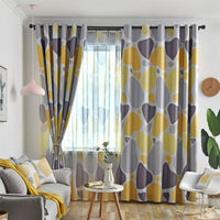rideau voilage gris et jaune