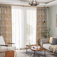 rideau blanc motif dore