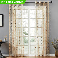 rideau voilage blanc et marron