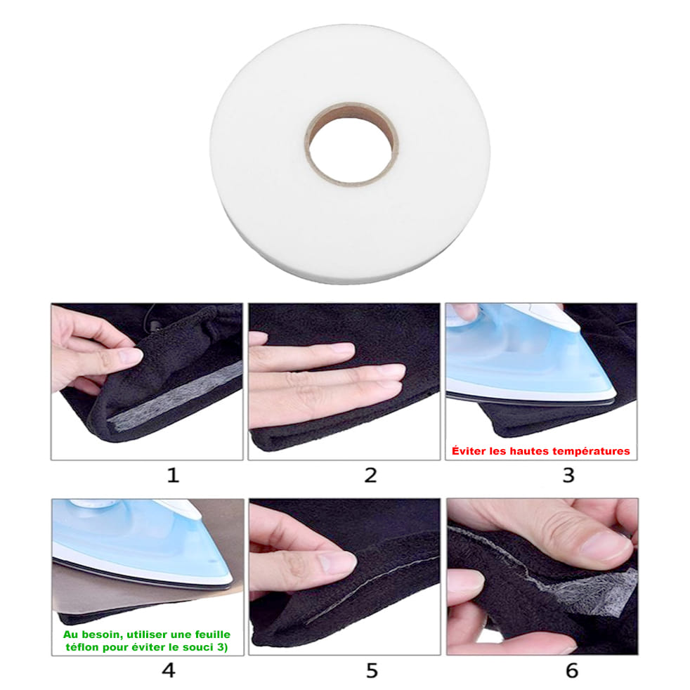 Bande Thermocollante Pour Ourlets - 2 Rouleaux De 64m X 10mm - Pour Pantalons, Rideaux, Jupes - Repassage 125-145°C - Couture Facile Sans Machine - 7