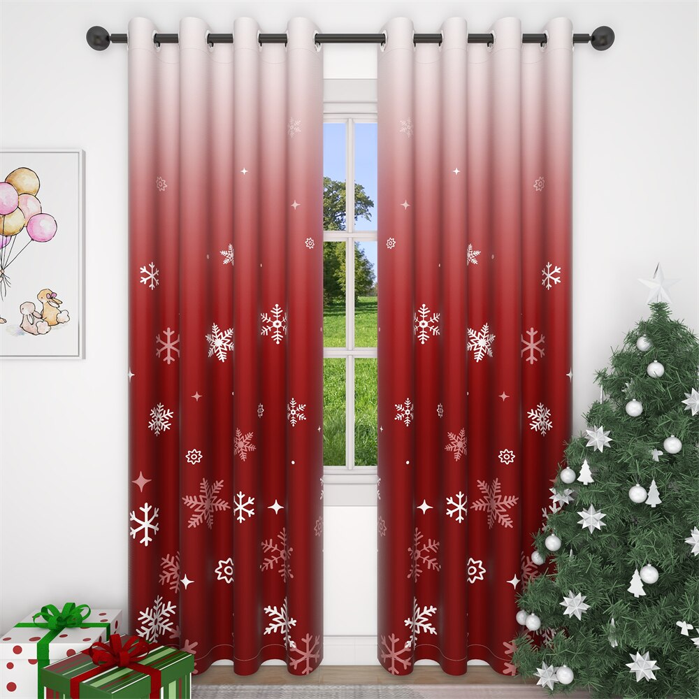 Rideau Motif Flocons De Noël_Madame-Rideaux